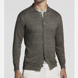 Peter Millar Villa Men's Full-Button Cardigan Linen/Wool Blend Sweater XL
